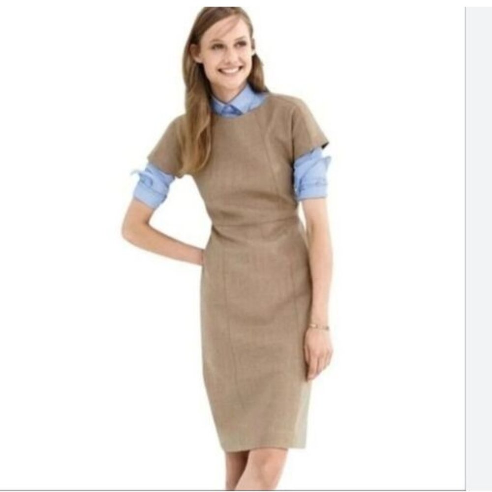 COPY - NEW WITH TAGS JCREW DOLMAN DRESS IN DOUBLE-SERGE WOOL HEATHER ACORN BEIG…